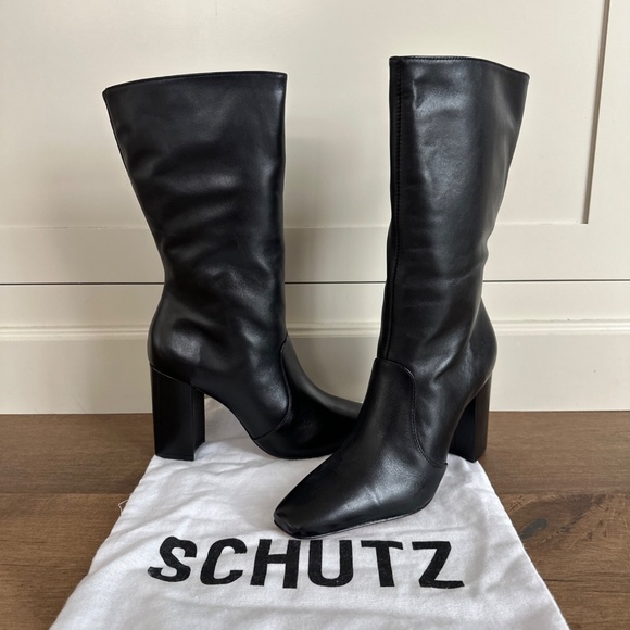 Schutz Camille Bootie Heeled Calf Boot Anthropologie Black Women's Size 8 NEW - Picture 2 of 10